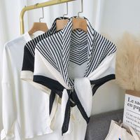Women's Elegant Simple Style Stripe Imitation Cotton And Linen Silk Scarves main image 1