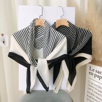 Women's Elegant Simple Style Stripe Imitation Cotton And Linen Silk Scarves main image 3