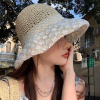 Unisex Pastoral Simple Style Bow Knot Wide Eaves Straw Hat main image 4