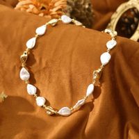 Retro U-Form Süßwasserperle Kupfer Perlen Frau Armbänder Halskette main image 3
