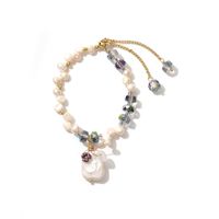Simple Style Classic Style U Shape Artificial Crystal Freshwater Pearl Copper Beaded Women's Bracelets Necklace sku image 1