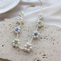Simple Style Flower Freshwater Pearl Glass Choker In Bulk main image 2