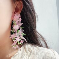 1 Pair Simple Style Classic Style Flower Beaded Glass Drop Earrings main image 1