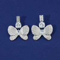 1 Pair Simple Style Classic Style Butterfly Inlay Copper Zircon Earrings sku image 1