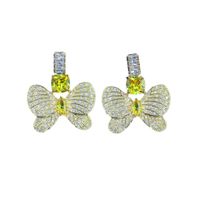1 Pair Simple Style Classic Style Butterfly Inlay Copper Zircon Earrings main image 2