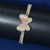 Copper 18K Gold Plated Simple Style Classic Style Butterfly Inlay Zircon Bracelets sku image 2