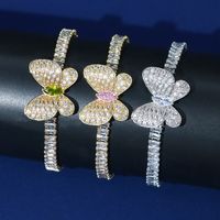 Copper 18K Gold Plated Simple Style Classic Style Butterfly Inlay Zircon Bracelets main image 1
