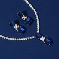 Copper Elegant Classical Solid Color Inlay Zircon Jewelry Set main image 3