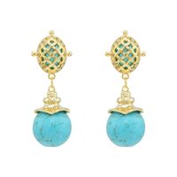 1 Pair Ethnic Style Color Block Copper Drop Earrings main image 3