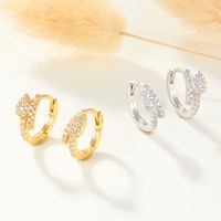 1 Pair Simple Style Commute Leaf Inlay Sterling Silver Zircon White Gold Plated Gold Plated Earrings main image 1