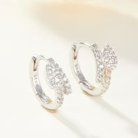 1 Pair Simple Style Commute Leaf Inlay Sterling Silver Zircon White Gold Plated Gold Plated Earrings main image 4