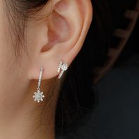 1 Pair Simple Style Commute Leaf Inlay Sterling Silver Zircon White Gold Plated Gold Plated Earrings main image 5