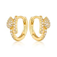 1 Pair Simple Style Commute Leaf Inlay Sterling Silver Zircon White Gold Plated Gold Plated Earrings main image 8