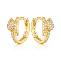 1 Pair Simple Style Commute Leaf Inlay Sterling Silver Zircon White Gold Plated Gold Plated Earrings sku image 1