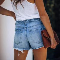 Femmes Décontractée Du Quotidien Style Simple Couleur Unie Shorts Jeans Pantalon Droit main image 3