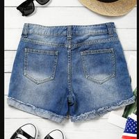 Femmes Décontractée Du Quotidien Style Simple Drapeau Américain Shorts Impression Jeans main image 2