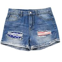 Frau Lässig Täglich Einfacher Stil Amerikanische Flagge Kurze Hose Drucken Jeans main image 4