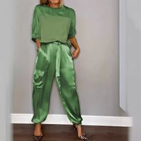 Täglich Frau Einfacher Stil Einfarbig Polyester Hosen-Sets Hosen-Sets main image 4