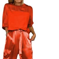 Täglich Frau Einfacher Stil Einfarbig Polyester Hosen-Sets Hosen-Sets main image 2