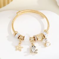 Casual Modern Style Classic Style Swan Bear Rhinestones Stainless Steel Alloy Wholesale Bangle sku image 3