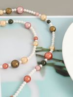 Elegant Ferien Klassischer Stil Runden Glas Kupfer Perlen Überzug 18 Karat Vergoldet Frau Lange Halskette main image 4