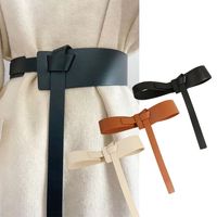 Casual Simple Style Solid Color Pu Leather Knot Artificial Leather Women's Leather Belts main image 1