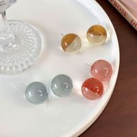 1 Pair Simple Style Classic Style Round Resin Ear Studs main image 7