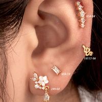 1 Piece Casual French Style Korean Style Round Flower Snake Inlay Copper Zircon Drop Earrings Ear Studs main image 1