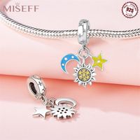 1 Piece 10 * 20mm 10*21mm 9*28mm Sterling Silver Zircon Rainbow Star Moon Polished Pendant main image 3