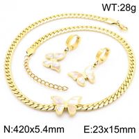 Titanium Steel 18K Gold Plated Elegant Lady Butterfly Bracelets Earrings Necklace sku image 12