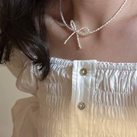 Elegant Simple Style Bow Knot Freshwater Pearl Agate Sterling Silver Plating Artificial Pearls Choker 1 Piece main image 2