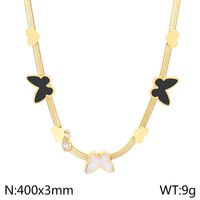 Titan Stahl 18 Karat Vergoldet Elegant Dame Schmetterling Armbänder Ohrringe Halskette sku image 5