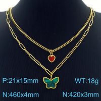 Titanium Steel 18K Gold Plated Elegant Lady Butterfly Bracelets Earrings Necklace sku image 10
