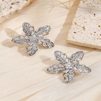 1 Pair Luxurious Snowflake Plating Inlay Copper Zircon 18K Gold Plated Ear Studs main image 4