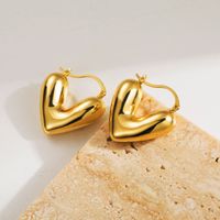 1 Paar Lässig Runden Herzform Polieren Kupfer 18 Karat Vergoldet Ohrringe main image 4