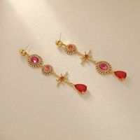 1 Pair Simple Style Classic Style Color Block Plating Inlay Copper Rhinestones 18K Gold Plated Drop Earrings main image 3