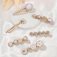 Women's Vacation Sweet Heart Shape Floral Alloy Inlay Artificial Rhinestones Artificial Pearls Artificial Diamond Hair Clip sku image 1