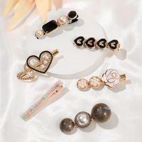 Women's Vacation Sweet Heart Shape Floral Alloy Inlay Artificial Rhinestones Artificial Pearls Artificial Diamond Hair Clip sku image 3