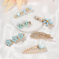 Women's Vacation Sweet Heart Shape Floral Alloy Inlay Artificial Rhinestones Artificial Pearls Artificial Diamond Hair Clip main image 5