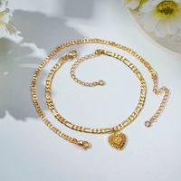 Vacation Tropical Letter Heart Shape Copper Layered Plating Gold Plated Women's Anklet main image 1
