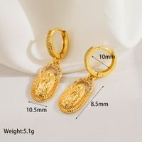 1 Pair Classical Vintage Style Luxurious Human Heart Shape Solid Color Inlay Copper Zircon 18K Gold Plated Drop Earrings sku image 1