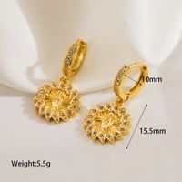 1 Pair Classical Vintage Style Luxurious Human Heart Shape Solid Color Inlay Copper Zircon 18K Gold Plated Drop Earrings sku image 2