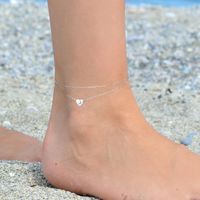 Vacation Tropical Letter Heart Shape Sterling Silver Layered Plating Gold Plated Women's Anklet main image 4