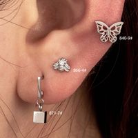 1 Piece Casual French Style Korean Style Square Bee Butterfly Hollow Out Inlay Copper Zircon Drop Earrings Ear Studs main image 1