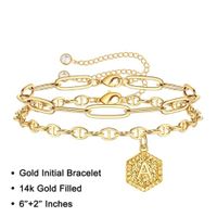 Copper Gold Plated Casual Classic Style Plating Hexagon Letter Bracelets main image 2