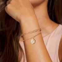 Copper Gold Plated Casual Classic Style Plating Hexagon Letter Bracelets main image 1