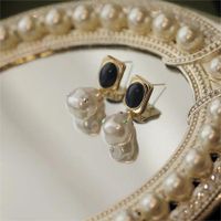 1 Pair Vintage Style Pearl Plating Inlay Copper Pearl 18K Gold Plated Drop Earrings main image 1