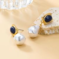 1 Pair Vintage Style Pearl Plating Inlay Copper Pearl 18K Gold Plated Drop Earrings main image 3