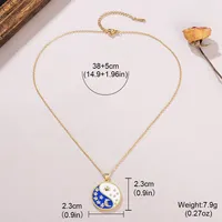 Copper 18K Gold Plated Vintage Style Enamel Inlay Star Moon Zircon Pendant Necklace main image 2