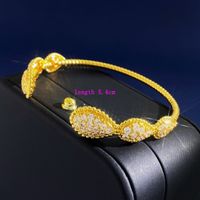 Copper 18K Gold Plated Retro Commute Inlay Water Droplets Zircon Bangle main image 2
